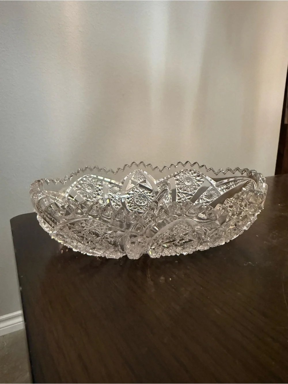 Antique ABP American Brilliant Period Cut Glass - 7.5” Crystal Oval Divided Dish